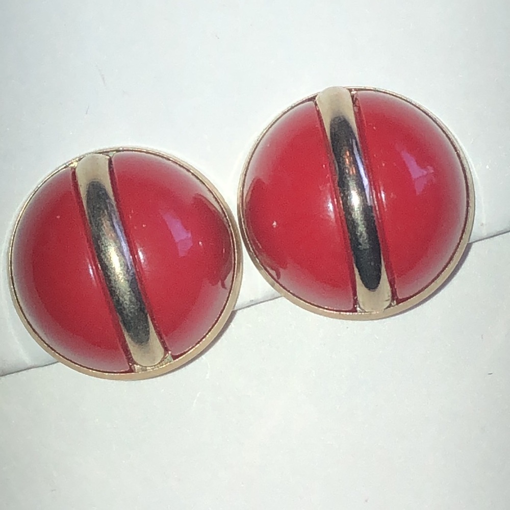 Sarah Coventry Elegant Vintage Red And Gold Tone Retro Boho Earrings 16$